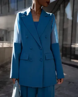 The Drop Women's Blue Sapphire Double Breasted Blazer by @signedblake