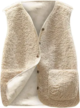 tuduoms Womens Sherpa Vest Casual Warm Fuzzy Faux Shearling Vest Sleeveless Fleece Jacket Pockets Teddy Coat Gilet for Winter