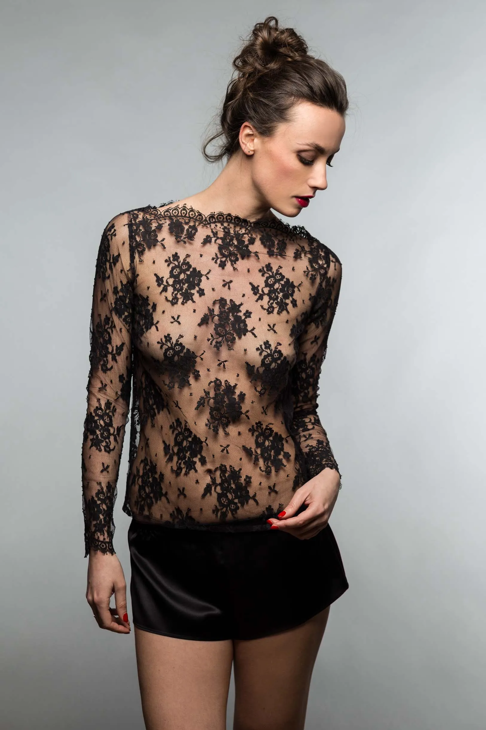 Vendome French Lace blouse top in Ivory, Antique Pink or Black