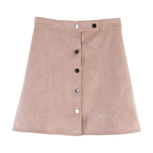 VenusFox Suede Multi Color A-Line Basic Mini Skirt