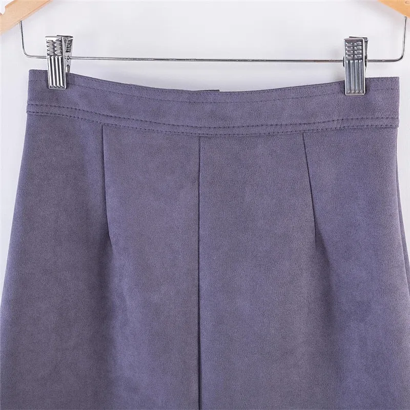 VenusFox Suede Multi Color A-Line Basic Mini Skirt