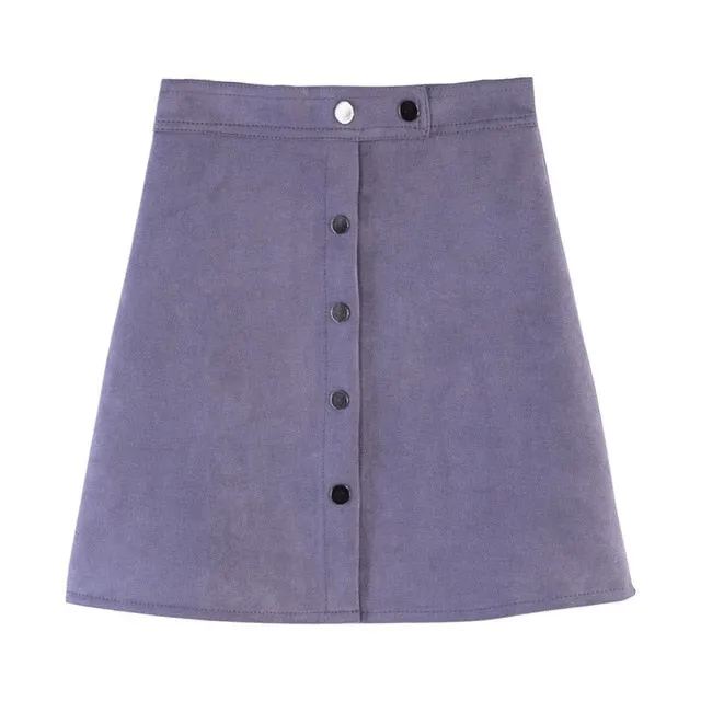 VenusFox Suede Multi Color A-Line Basic Mini Skirt