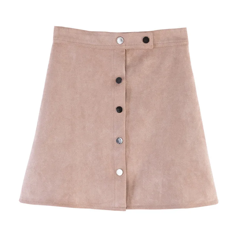 VenusFox Suede Multi Color A-Line Basic Mini Skirt