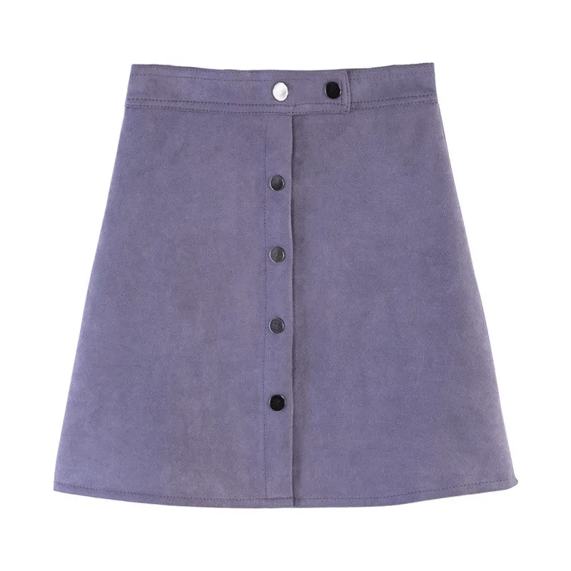 VenusFox Suede Multi Color A-Line Basic Mini Skirt