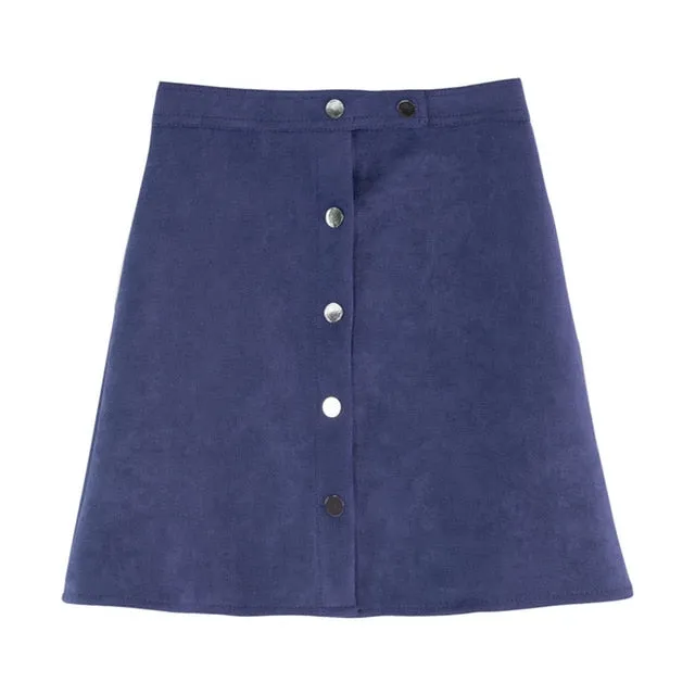 VenusFox Suede Multi Color A-Line Basic Mini Skirt