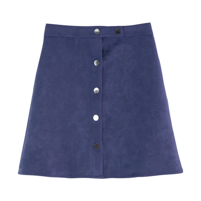 VenusFox Suede Multi Color A-Line Basic Mini Skirt