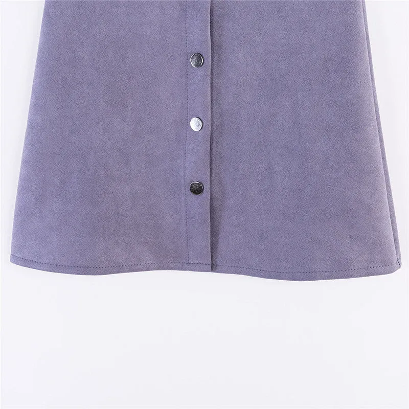 VenusFox Suede Multi Color A-Line Basic Mini Skirt