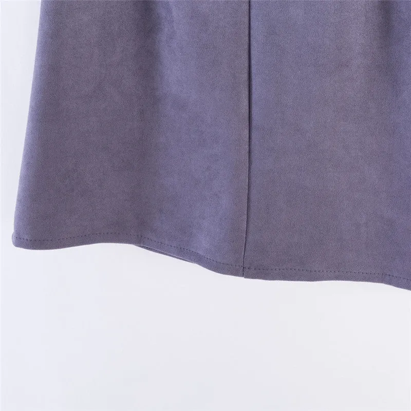 VenusFox Suede Multi Color A-Line Basic Mini Skirt