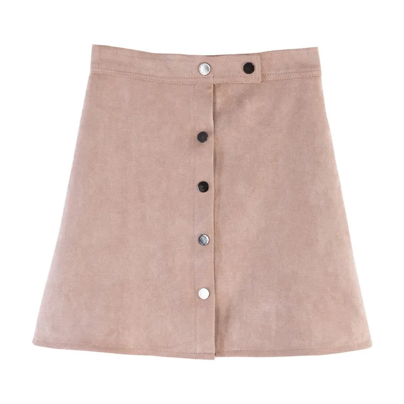 VenusFox Suede Multi Color A-Line Basic Mini Skirt
