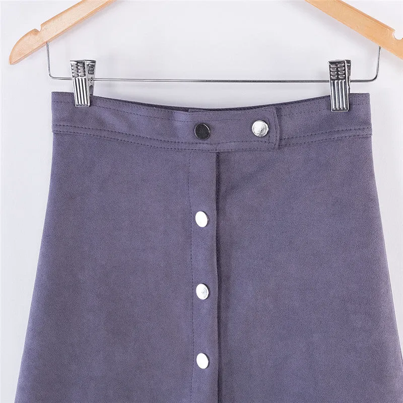 VenusFox Suede Multi Color A-Line Basic Mini Skirt
