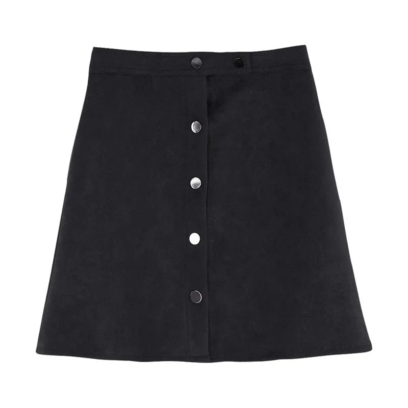 VenusFox Suede Multi Color A-Line Basic Mini Skirt