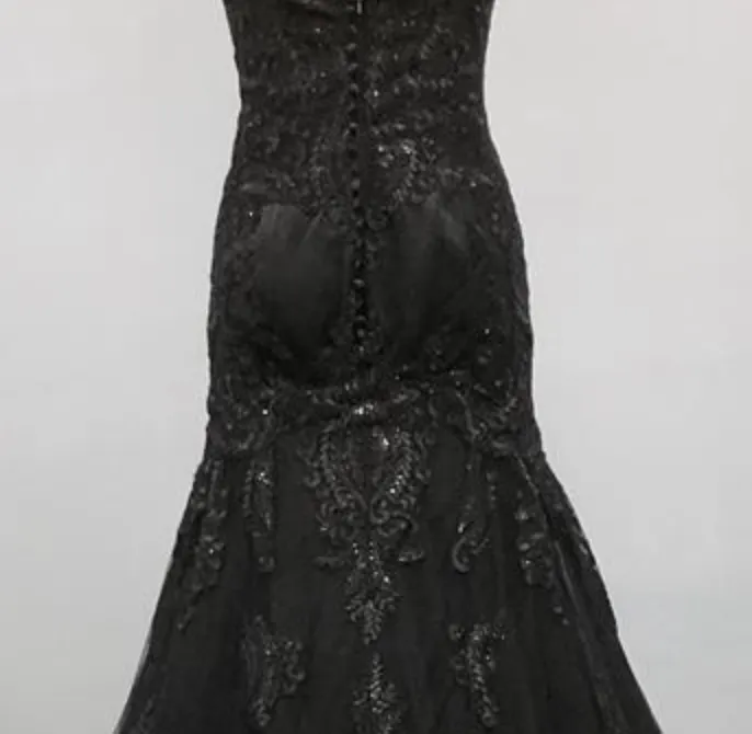 Vintage Black Lace Mermaid Wedding Sleeveless Bridal Gown