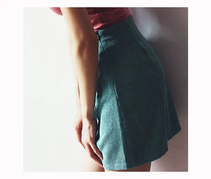 Wjczt Elegant High Waist Corduroy Mini Skirts Sexy Split Short Skirts Vintage Harajuku Autumn Solid A Line Skirts 2020 New