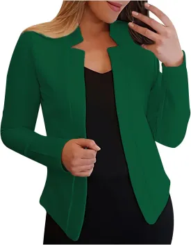 Women Business Blazers Fashion Fall Long Sleeve Collarless Open Front Blazer Casual Dressy Work Office Suit Jackets