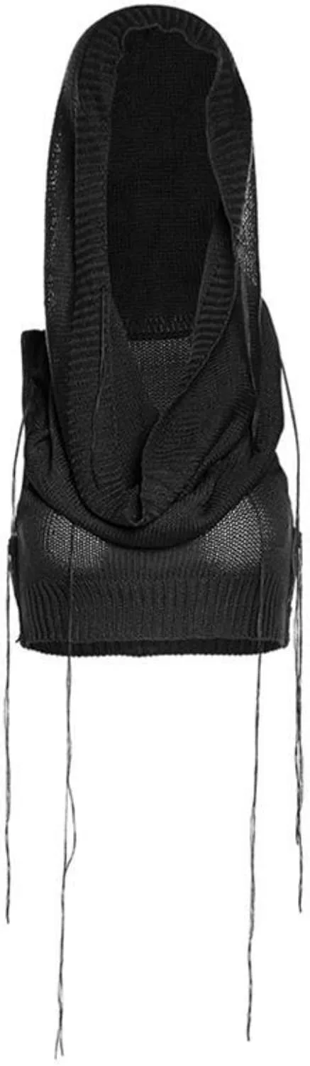 Women Knitted Hoodie Sweater Vest Sexy Sleeveless Hollow Out Hooded Crop Top Streetwear Rave Oufit