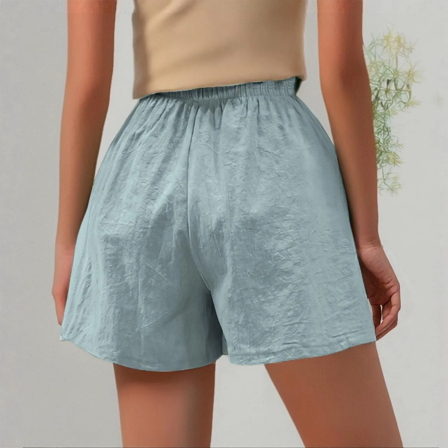 Women Wide Leg Linen Pants Dressy Casual High Waisted Palazzo Pant Joggers Straight Trousers with Pocket