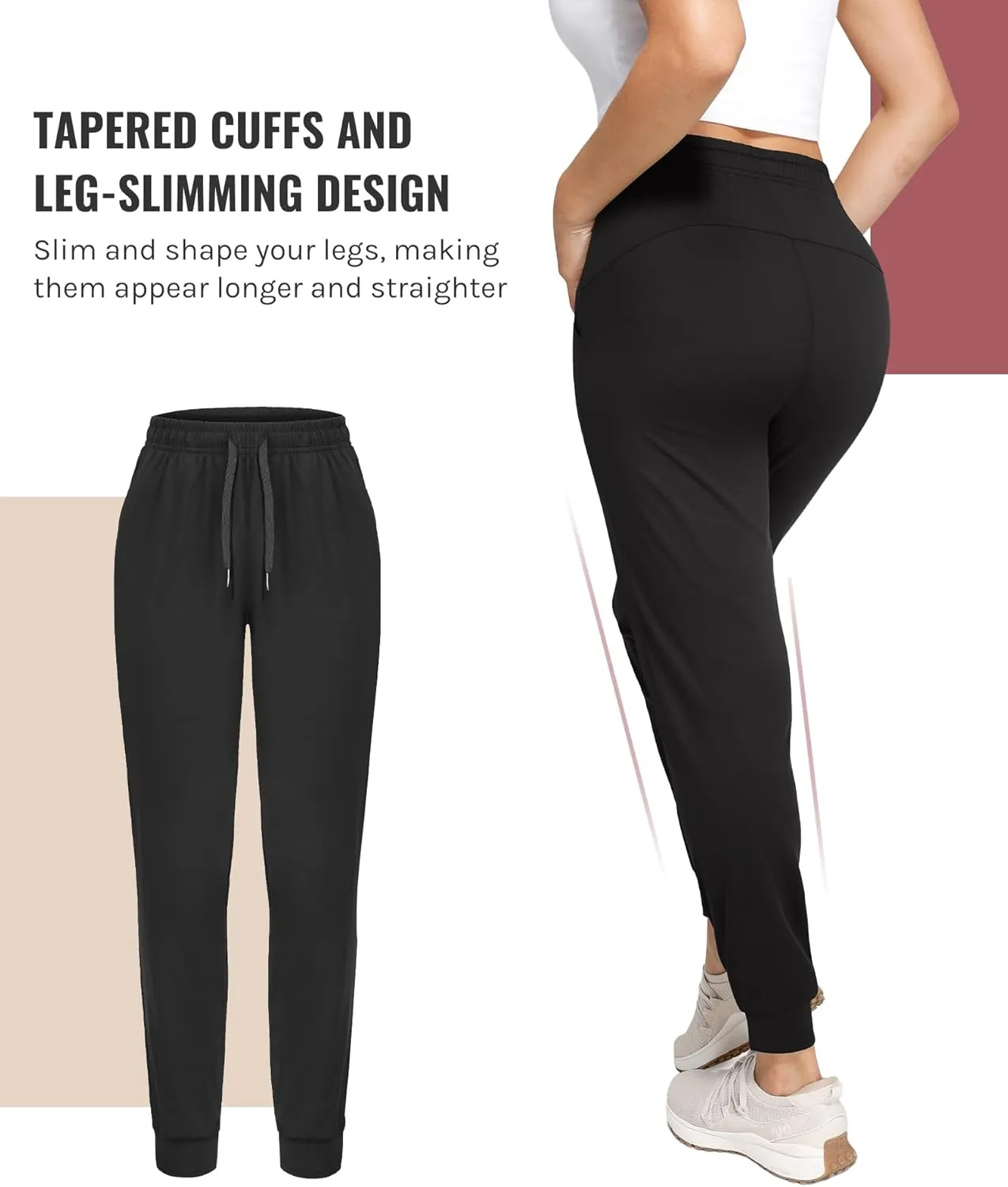 Womens Joggers with Pockets Ultra Soft Tapered Leg Joggers for Workouts and Running
