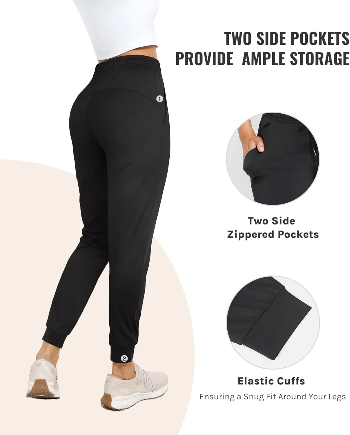 Womens Joggers with Pockets Ultra Soft Tapered Leg Joggers for Workouts and Running