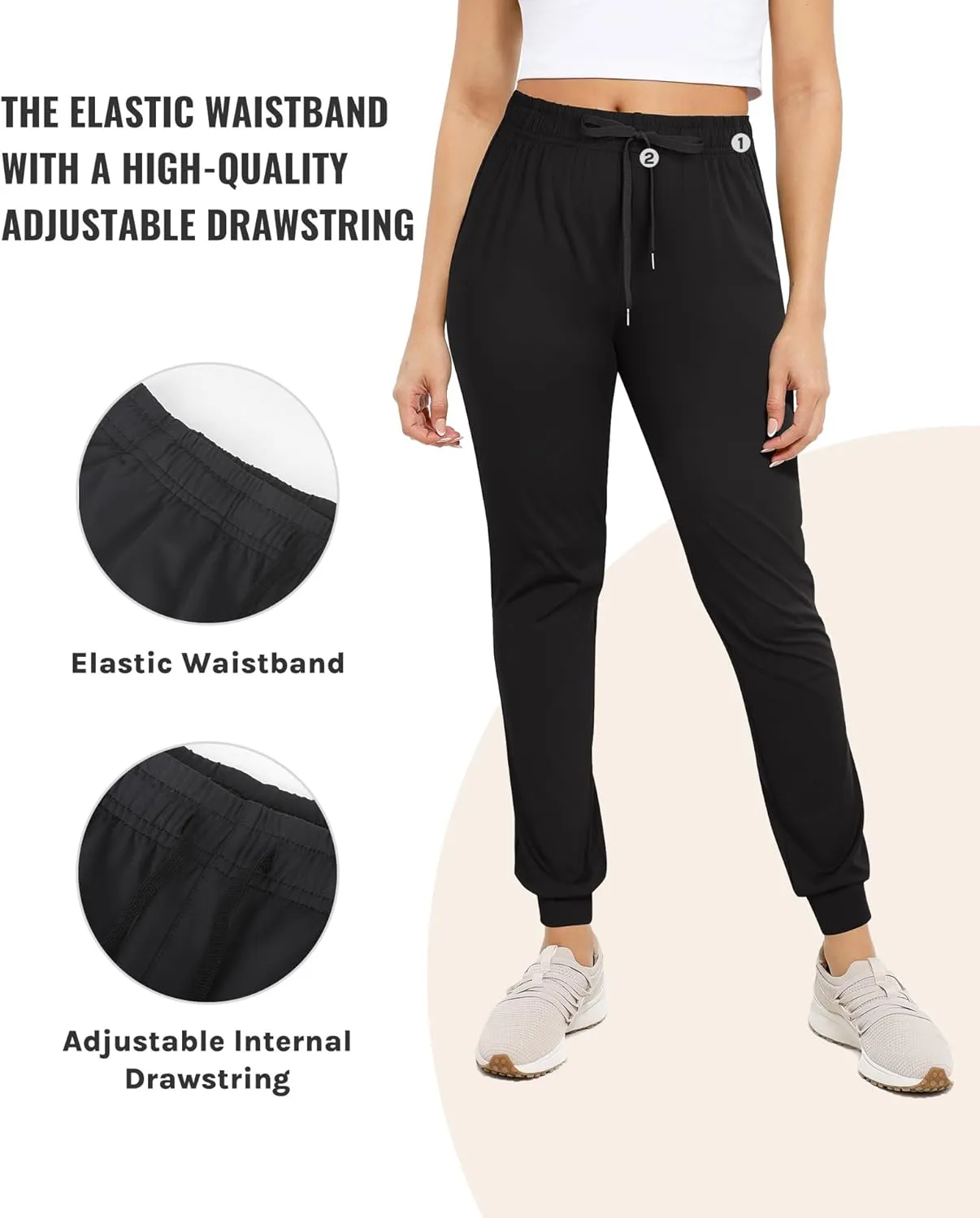 Womens Joggers with Pockets Ultra Soft Tapered Leg Joggers for Workouts and Running