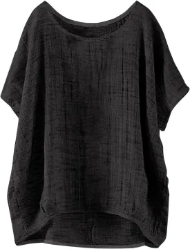 Women's Linen Oversized Blouses Short Sleeve Top T Shirt Button 3/4 Sleeve V Neck Linen Blouse Top