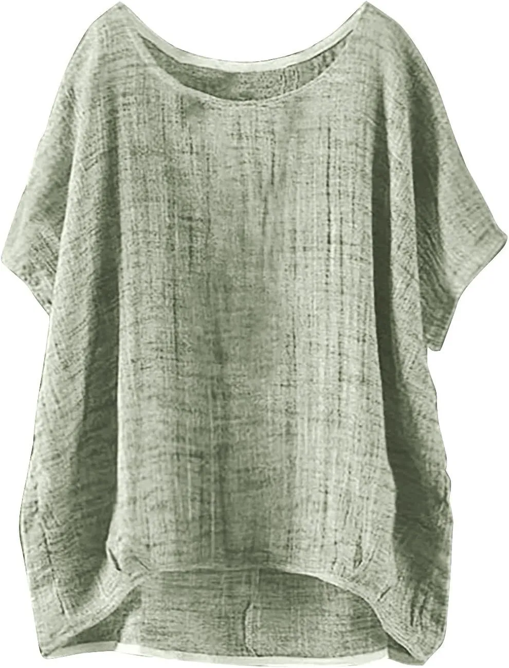 Women's Linen Oversized Blouses Short Sleeve Top T Shirt Button 3/4 Sleeve V Neck Linen Blouse Top