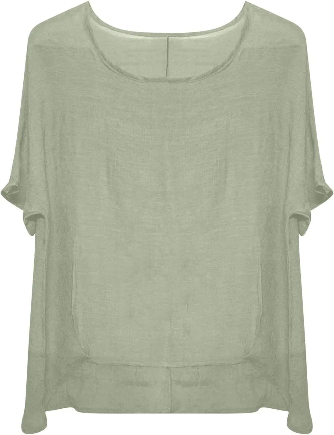 Women's Linen Oversized Blouses Short Sleeve Top T Shirt Button 3/4 Sleeve V Neck Linen Blouse Top